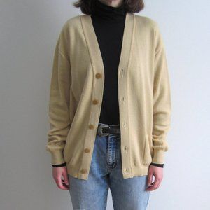 1960s-197 Cream-yellow Button up sweater, cardigan